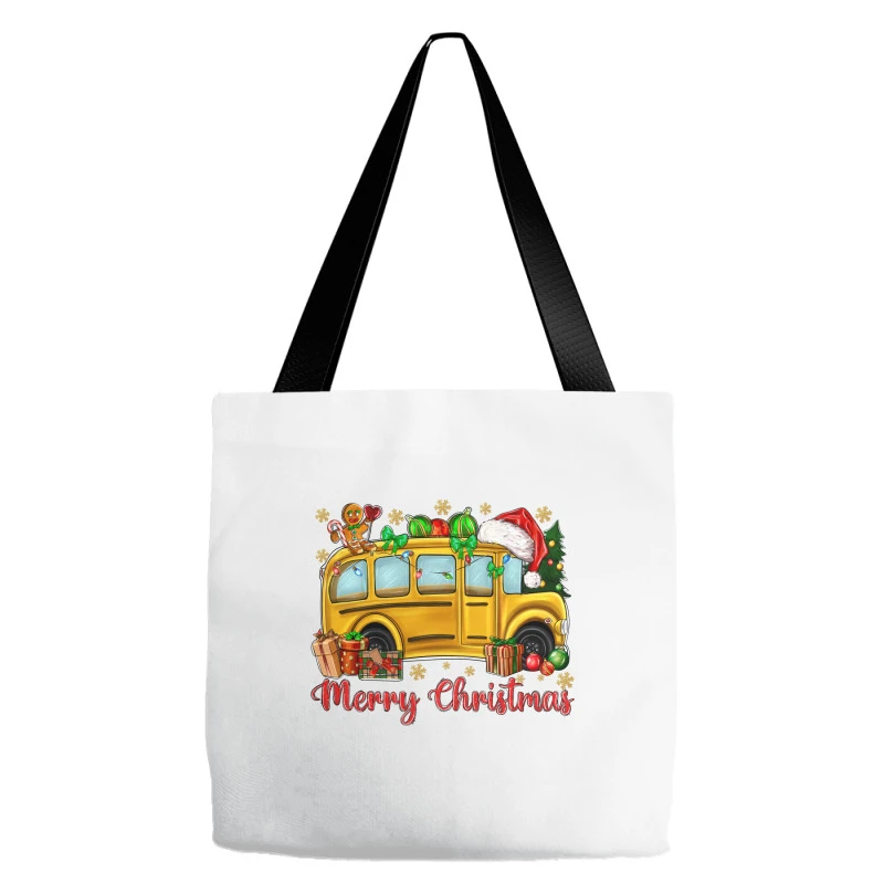 Merry Christmas School Bus Tote Bags 4 Merry Christmas School Bus Tote Bags - Image 2