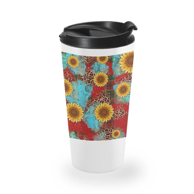 Christmas Sunflower Seamless Digital Paper Travel Mug 4 Christmas Sunflower Seamless Digital Paper Travel Mug - Image 2