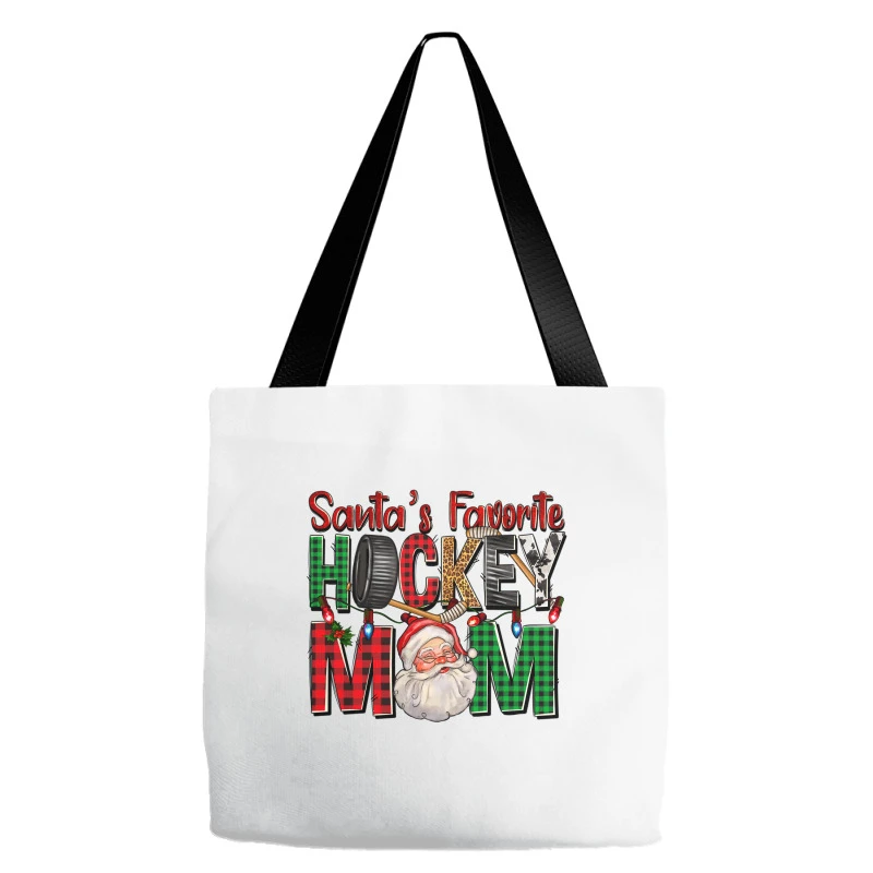 Santa's Favorite Hockey Mom Christmas Tote Bags 4 Santa's Favorite Hockey Mom Christmas Tote Bags - Image 2