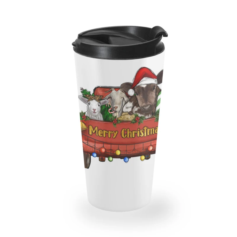 Merry Christmas Truck Farm Animals Travel Mug 4 Merry Christmas Truck Farm Animals Travel Mug - Image 2