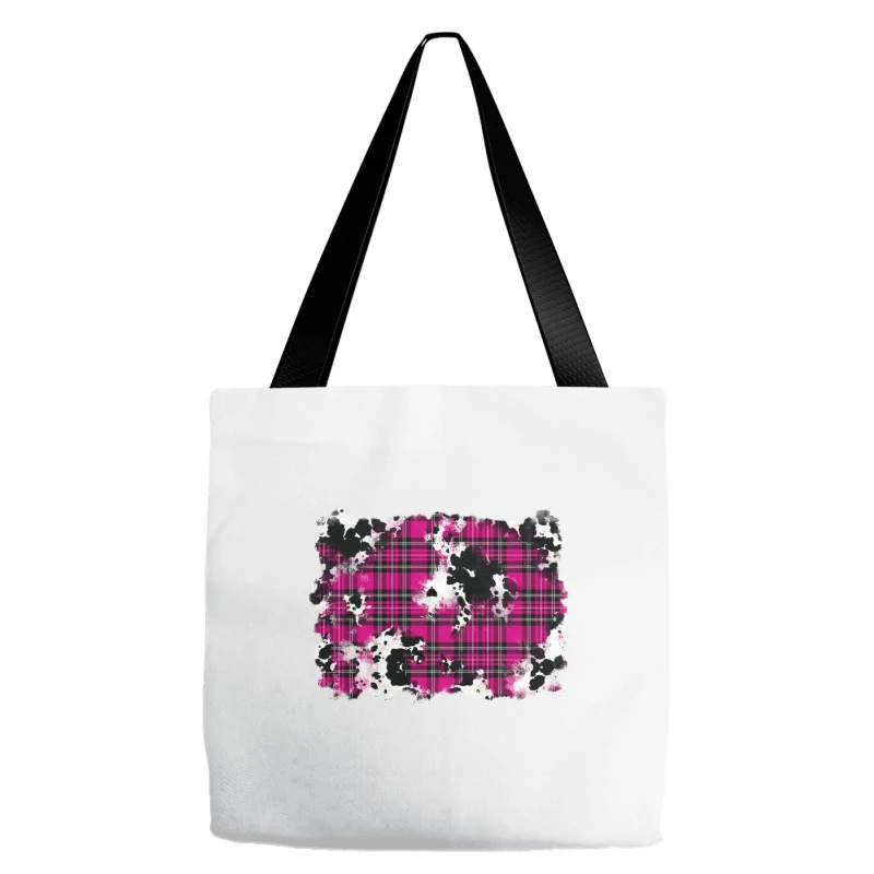 Pink Christmas Plaid Cowhide Pattern Background Tote Bags 4 Pink Christmas Plaid Cowhide Pattern Background Tote Bags - Image 2