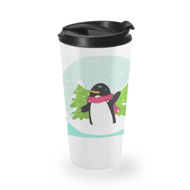 Snow Globe Penguin Christmas Tree Believe Xmas Gif Travel Mug 4 Snow Globe Penguin Christmas Tree Believe Xmas Gif Travel Mug - Image 2